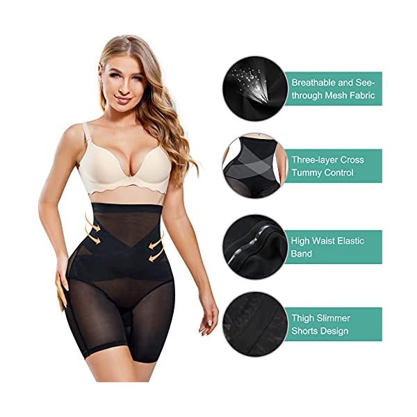 MERYOSZ-Tummy-Control-Shapewear-for-Women-High-Waist-Waist-Trainer-Shaper-Slip-Shorts-Butt-Lifter-Thigh-Slimmer-Panties MERYOSZ Tummy Control Shapewear for Women Seamless High Waist Trainer Shaper Slip Shorts Butt Lifter Thigh Slimmer Panties (Black, L)