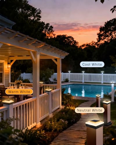 ROMANJOY IP65 4x4 Solar Post Cap Lights Outdoor for Wood/Vinyl Posts, 2Pack - image 2