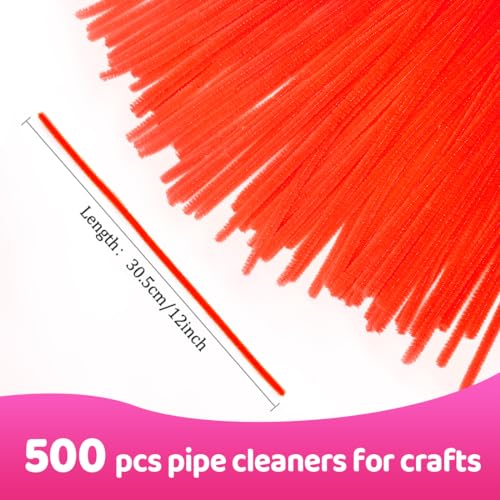 Image of Praisebank Orange Pipe Cleaners for Crafts, 500pcs, Chenille Stems for DIY Projecets, Arts & Crafts Supplies for Festival Party Decorations