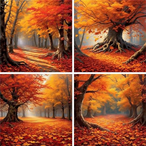 Diamond Painting Ahornblatt, 100x100cm 4 Pack DIY 5D Diamand Painting Erwachsene, Diamond Painting Set Baum Diamant Painting Bilder Kinder Diamant Malerei, für Zimmer Deko, Mädchen Geschenke Ws-858 Diamond Painting Ahornblatt, 100x100cm 4 Pack DIY 5D Diamand Painting Erwachsene, Diamond Painting Set Baum Diamant Painting Bilder Kinder Diamant Malerei, für Zimmer Deko, Mädchen Geschenke Ws-858