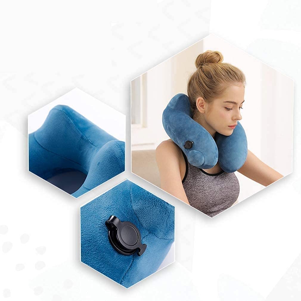 Almohada de Viaje, Mejor Almohada Inflable de la Cabeza de la Cabeza de la Almohada de Cuello Inflable para el Descanso para Dormir, al Aeroplano y Uso doméstico, marrón (Color : Brown)