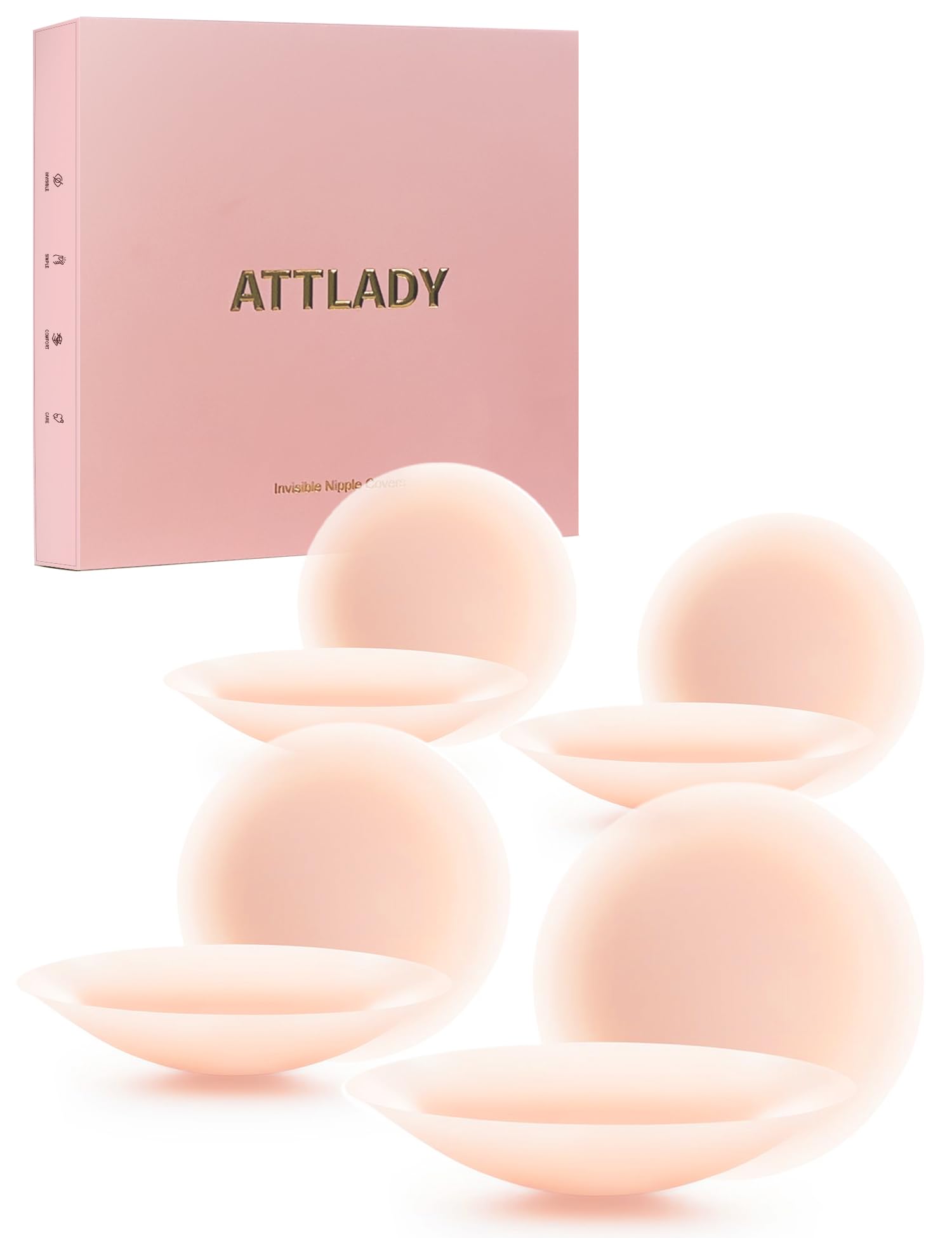 Nipple Covers for Women 4 Pairs Sticky Silicone Reusable Pasties No Show