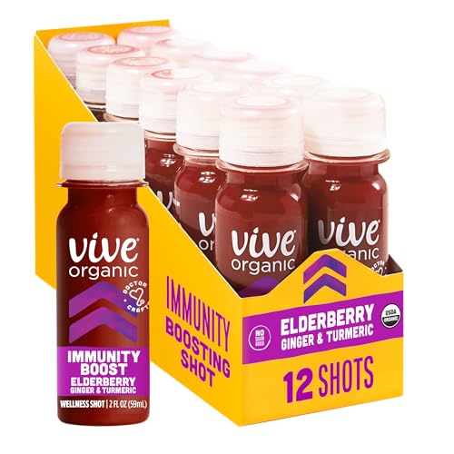 Vive Organic Immunity Boost Elderberry Wellness Shot, 2 fl oz (12 Pack)