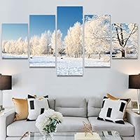 SIGNWIN 5 Panel Canvas Wall Art Modern Art Forest Multicolor Photography Relax/Calm Romantics Scenic for Home Decorations Ready to Hang - 60
