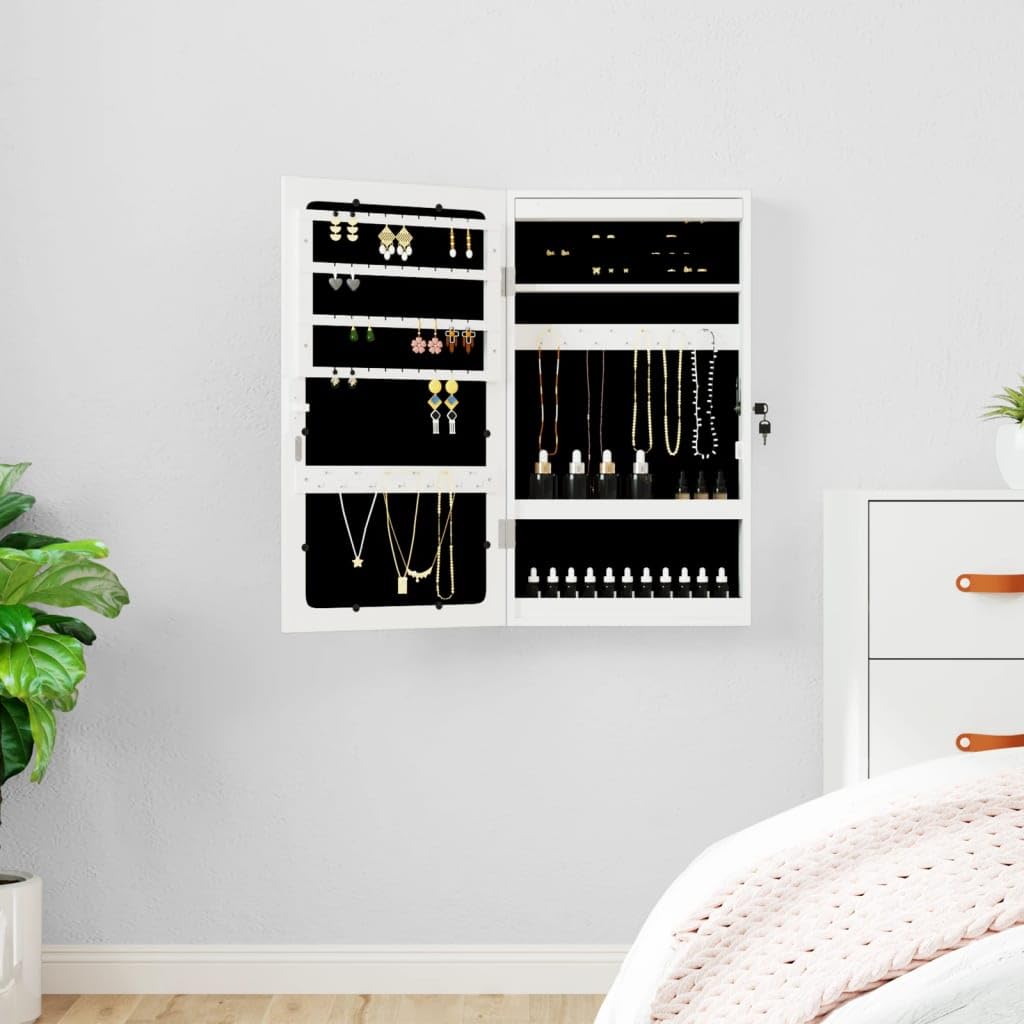 vidaXL vidaXL Espejo con joyero y Luces LED para Pared Blanco