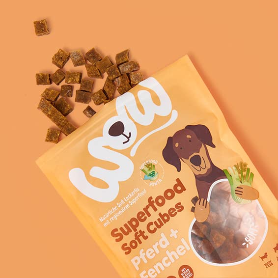 WOW Soft-Snacks I Cubes Pferd I Pferdefleisch mit Fenchel für Hunde I 100% Natur I Nahrungsergänzung I Belohnung beim Spiel & Training (1x 150g)