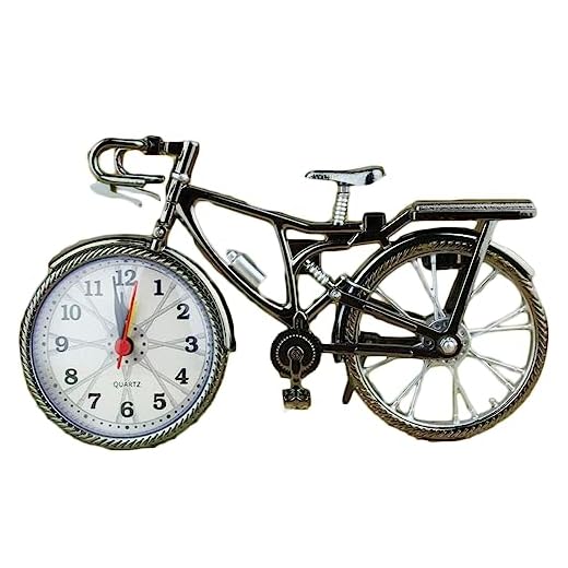 Leadigol Bicycle Creative Retro Model Home Desk Stand Clock Glamorous Bedroom Quartz product image
