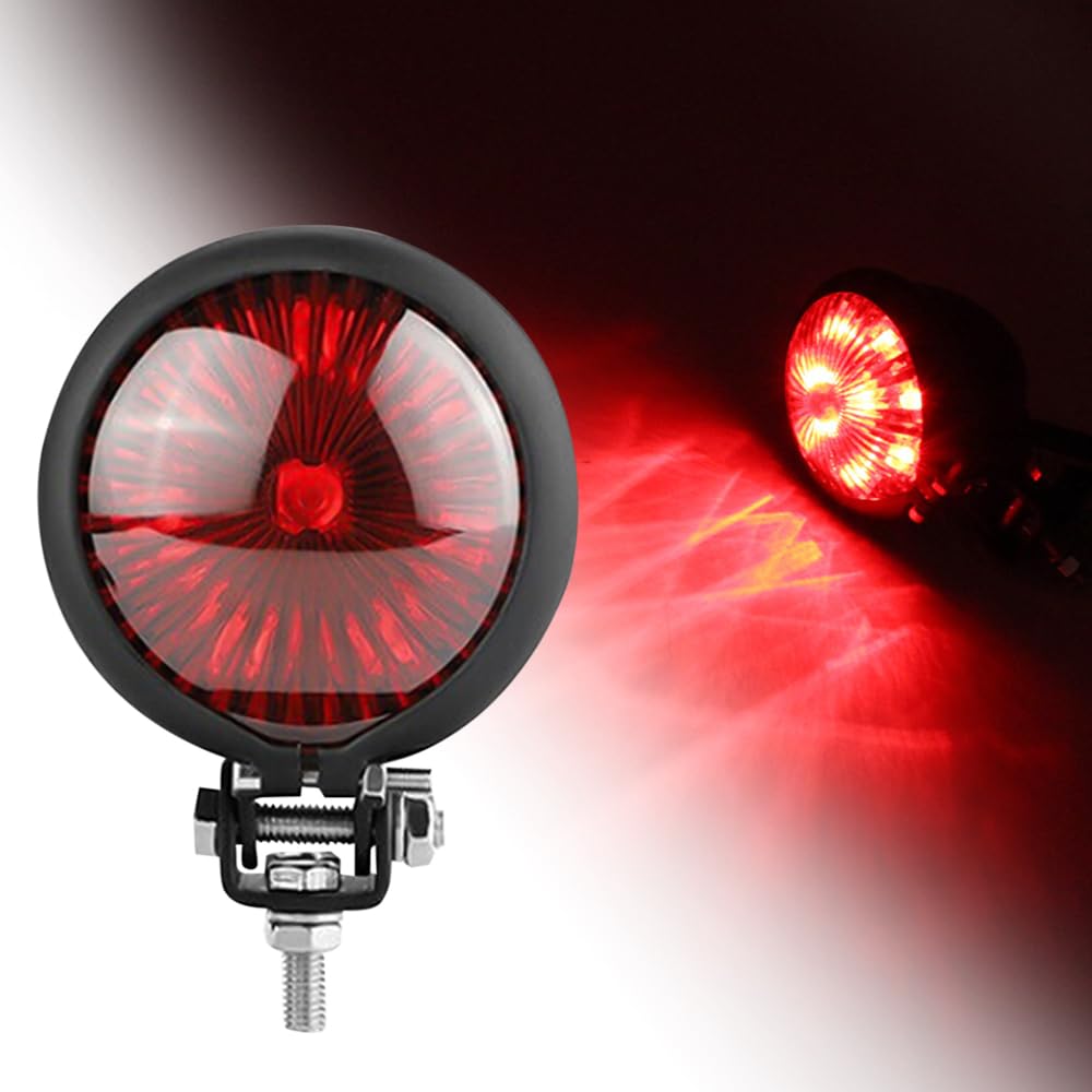 TOTMOX 12V Tylne światło LED motocyklowe Czarne metalowe tylne światło hamulcowe do Harley Chopper Bobber Cafe Racer wodoodporne