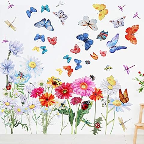Flowers Butterflies Wall Decals Cover