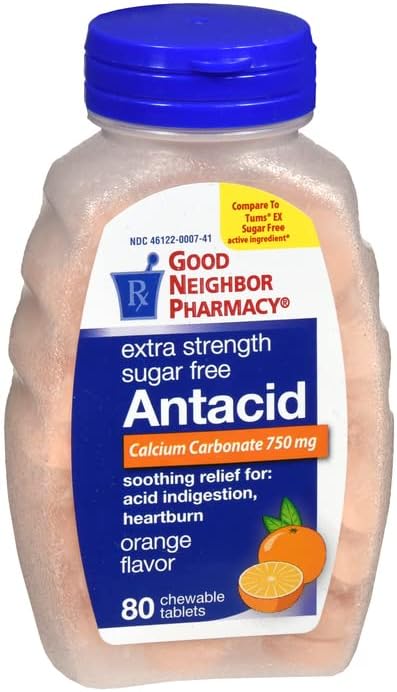 GNP Extra Strength Antacid, Orange Flavor, Sugar Free - 80 Chewable Tablets