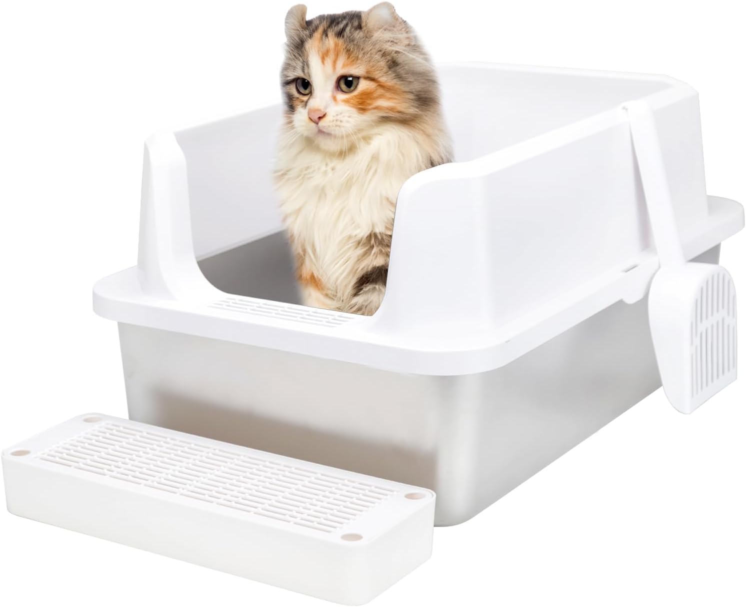 Amazon.com : RIZZARI Stainless Steel Cat Litter Box, Semi-Closed Litter ...