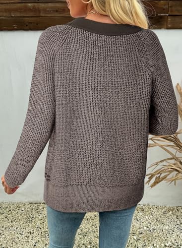 Sidefeel Women's Contrast Knit Cardigan Sweaters Casual Long Sleeve Open Front Button Down Trendy Jackets Outerwear4