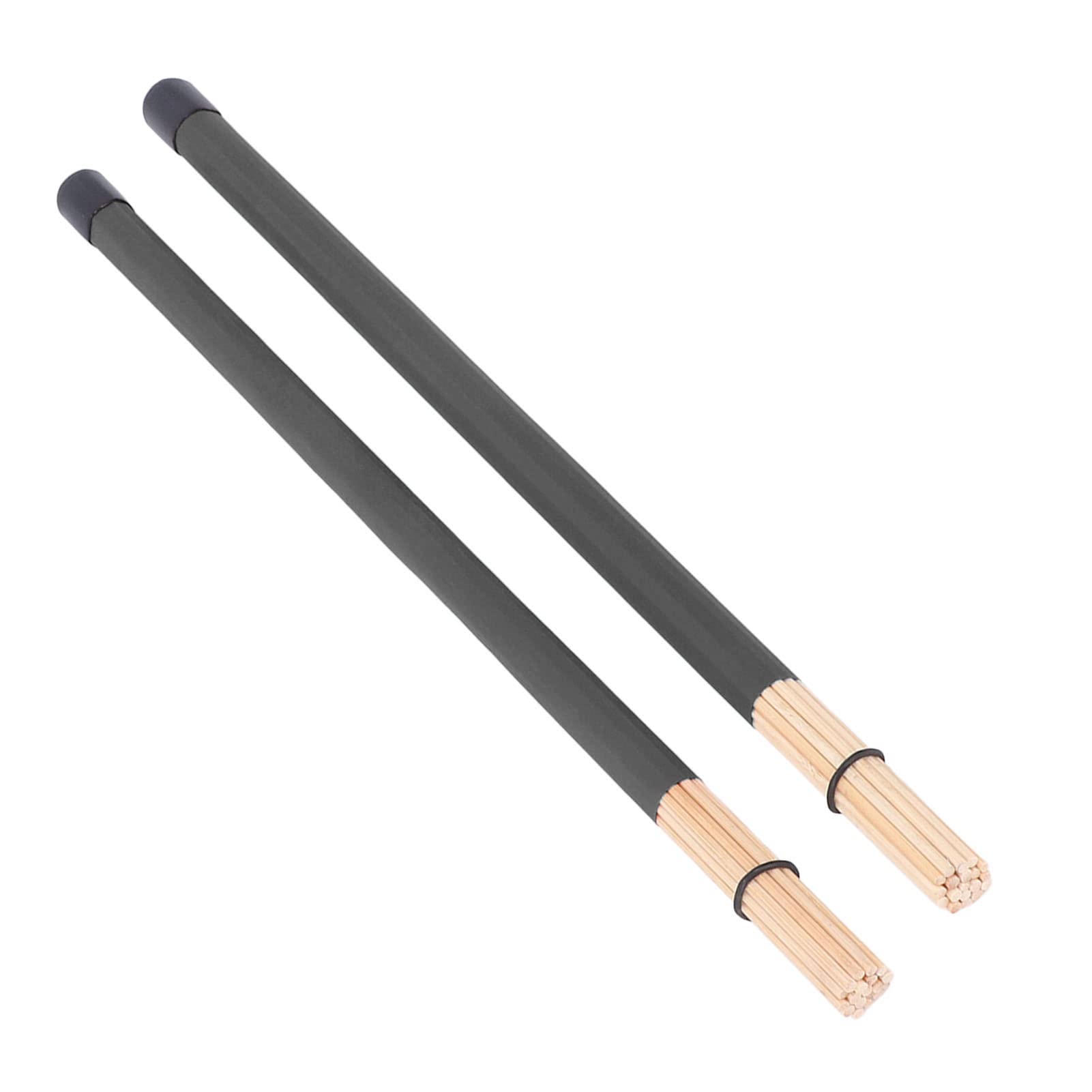 Asixxsix Rods Drum Brush, 2Pcs Bambou Hot Rods Drumsticks Portable Léger Rod Drumsticks Outil de Percussion pour Jazz, Rock Band, Petite Salle et Performance Acoustique (Noir)