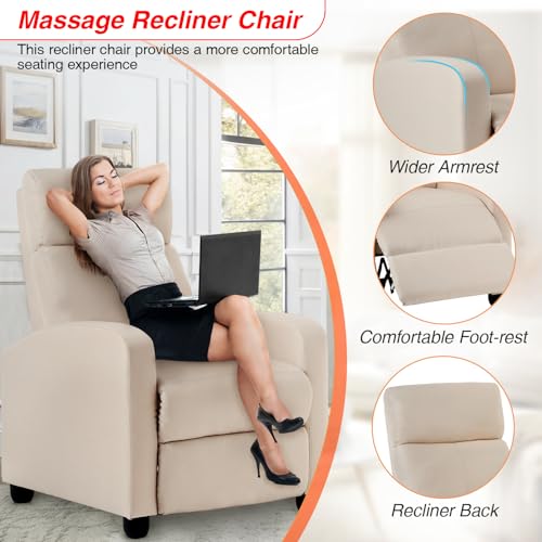 Sillón reclinable textil beige confortable miniatura 4