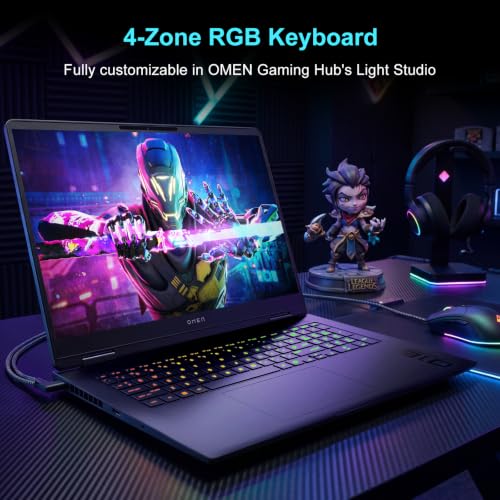 Image of HP 16 inch Omen RTX 5070 & AMD Ryzen 9 8940HX Gaming Laptop, 32GB DDR5+ 2TB SSD | WQXGA 2560*1600 240Hz Display, 4-Zone RGB Keyboard, Wi-Fi 6, FHD IR camera, RJ-45, Windows 11 Home, Black