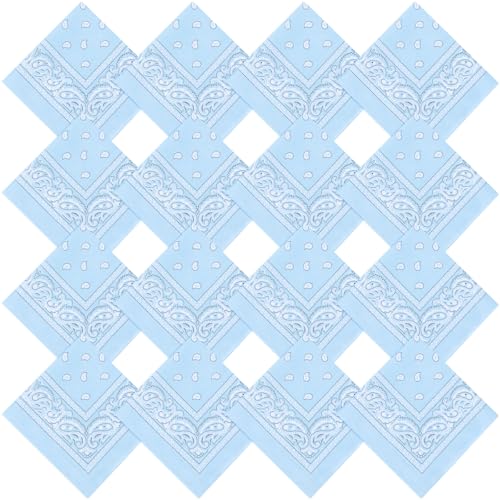 CECIAOAIME 16 Pcs Blue Bandanas Multi-Purpose Bandana Headbands Party Outdoor Head Scarf 22x22 inch Handkerchiefs for Women Men