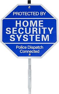 Protected By Home Security System Signs UV Protected Warning Sign with Stake-100% Aluminum Rust Free House Security Alarm signage 28"L x 10"W