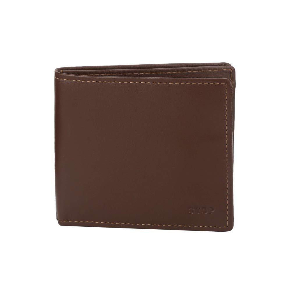STOPby Shoppers Stop Mens Leather 1 Fold Wallet (Streaky Brown_Free Size)