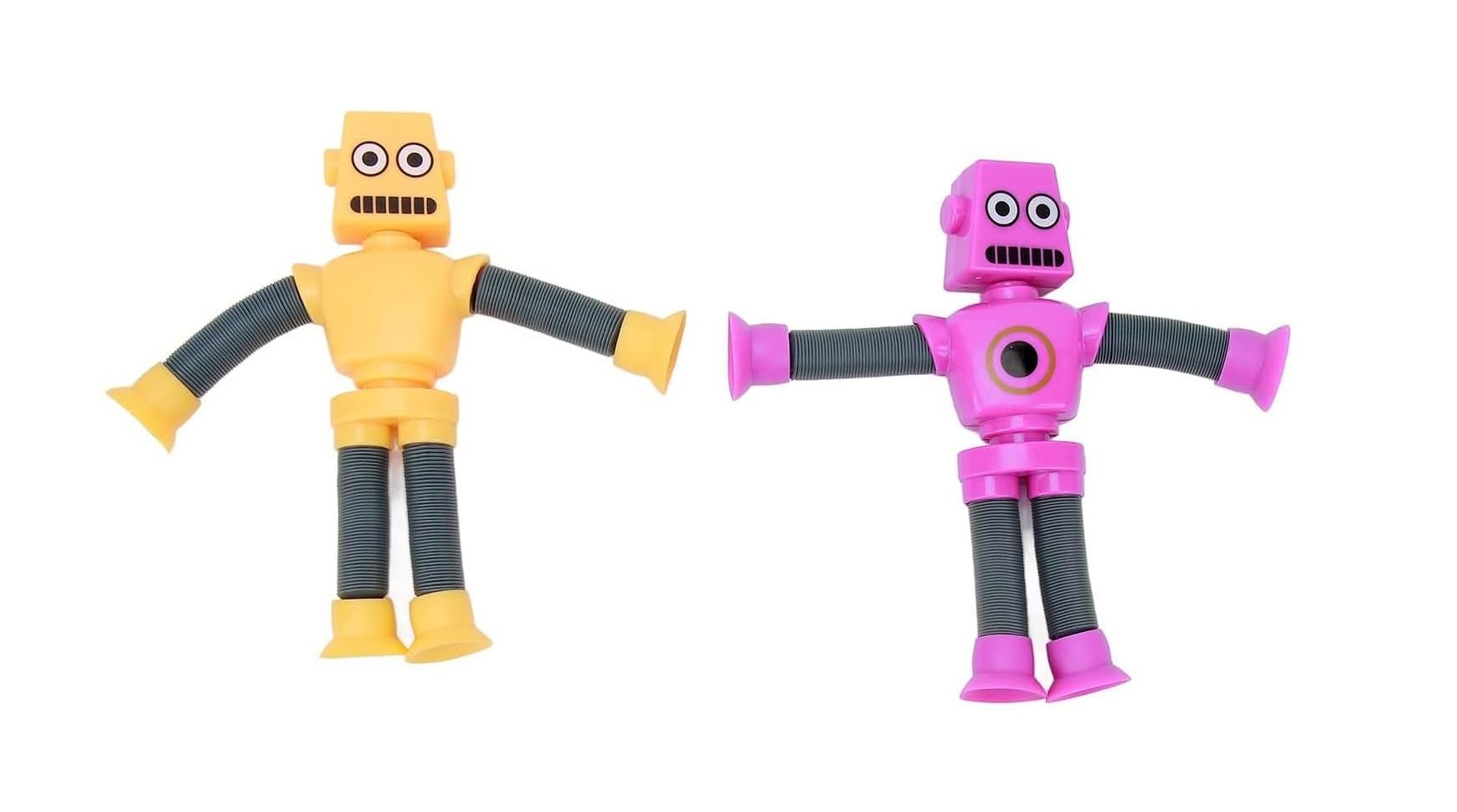 Quasar It's New Bendable Telescopic Space Robot Men Shape Changing Tubes Sensory Pop Creative Suction Cup Imagination Creativity Strees Relif Toy for Children Pack of 2- Multicolor