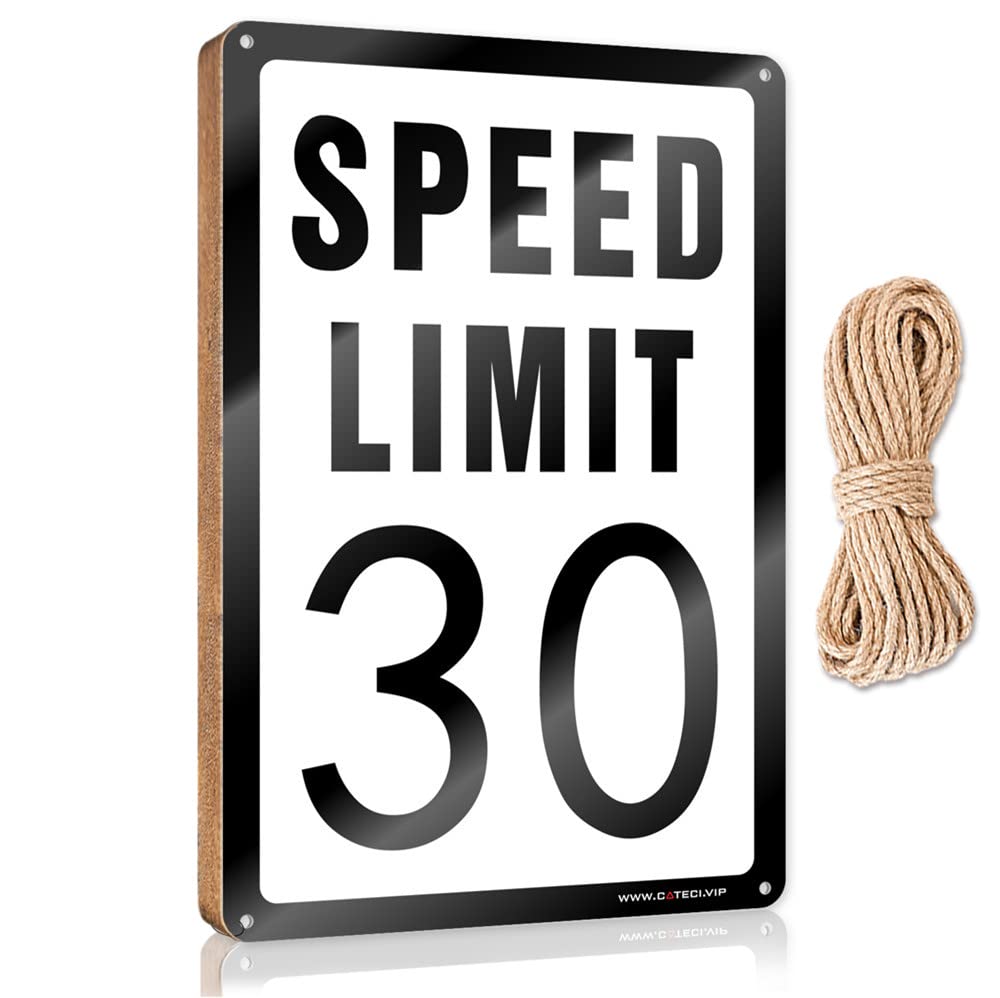 FZFN Wood Sign Plaque Speed Limit 30 Mph Wooden Sign Boys Bedroom Decor Beach Decorations For Home(20X30CM)