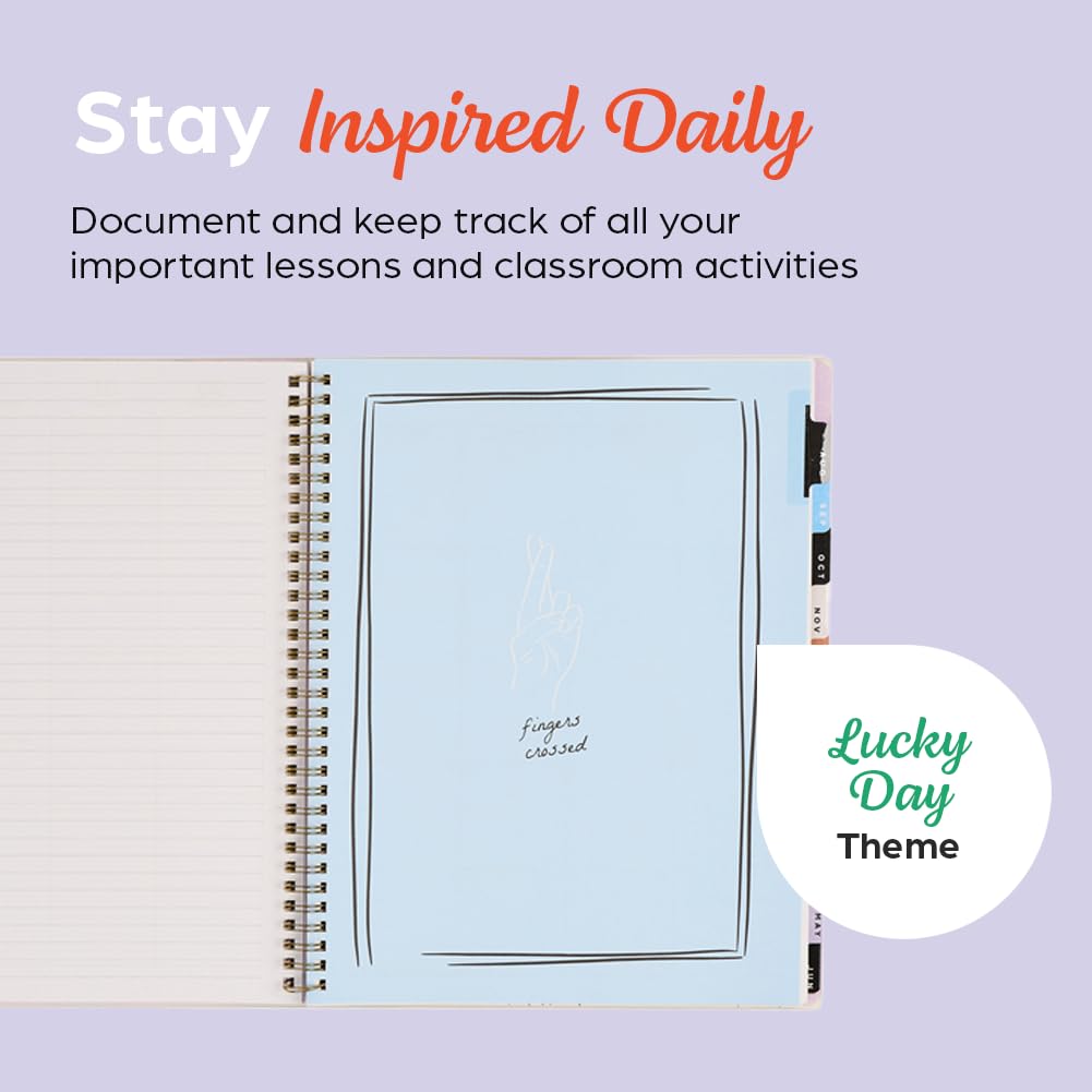 Organizzato da Happy Planner Twin-Loop 12 Mesi, Big Size | Datato luglio 2026-giugno 2027, include 3 mesi extra e 1 foglio di adesivi, 21,6 x 27,9 cm, layout accademico, tema Lucky Day
