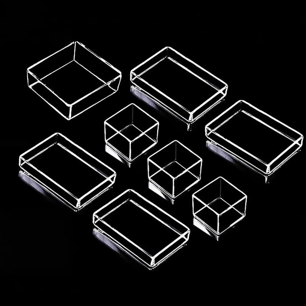 Tanque cuadrado de cuarzo de 1 pieza: crisol de vidrio de cuarzo rectangular con opción de tapa for uso en laboratorio, alta transparencia, duradero y resistente al calor(With Lid 100x100x30mm)