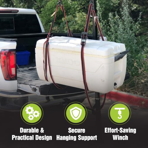 Image of HME Truck Hitch Game Hoist Kit with Winch and Gambrel, 400 lb Capacity