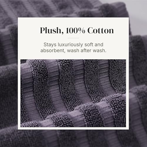 Image of Modern Threads 6 Piece Bath Towel Set - Bathroom Set with 2 Bath Towels, 2 Hand Towels, and 2 Wash Cloths - 100% Cotton, Super Absorbent & Extra Soft - Reversible Natural Vine (Purple)