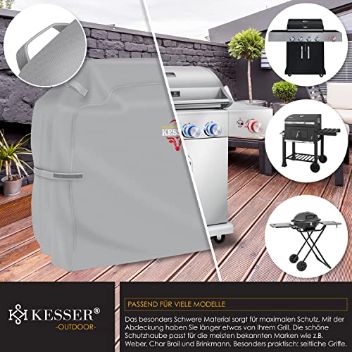 KESSER® Grillabdeckung Wetterfest, Grill Abdeckhaube Gasgrill, Grillhaube Schutzhülle für Weber, Enders, Char Broil, 600D Oxford Gewebe, wasserdicht, UV-beständig, reißfest, 147x61x122cm, Grau 6