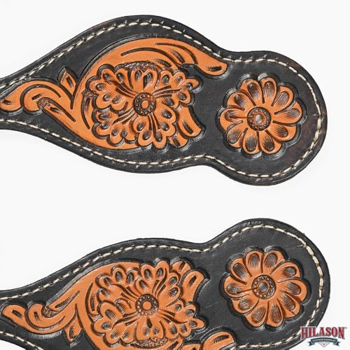 Image of HILASON Black Accent Western Spur Straps Leather Black Accent | Spur Straps | Leather Spur Straps | spur Straps for Women and Men | spur Straps Western