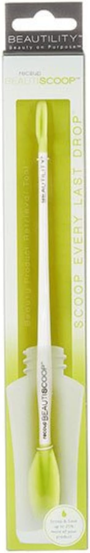 Beautiscoop Crisp White/Green Single Dual-Scoop Beauty Tool (8" Single, White/Green)