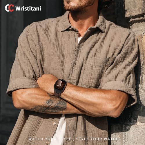Image of Wristitani Leather Bands Compatible with Apple Watch Band 49mm 46mm 45mm 44mm for Men, Metal Connector & Genuine Leather Straps for iWatch Ultra3 /2 /1 SE3 /2 /1 Series 11 10 9 8 7 6 5 4 [NO Watch and Case]