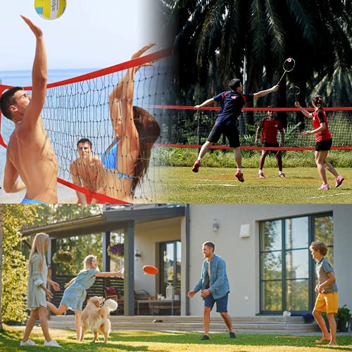 Badminton & Volleyball Combo Set - Professional Volleyball Net For Lawn, Backyard, Easy Set Up Volleyball Set With Carry Bag, Boundary Line | Come With Flying Discs For Family Fun #TOP6