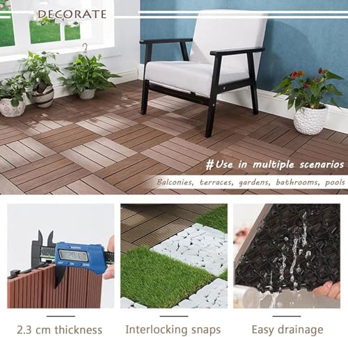 Carreaux de sol emboîtables bois composite curry foncé balcon