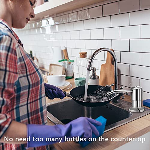 Image of Soap Dispenser for Kitchen Sink, Brushed Nickel Countertop Soap Dispenser Pump, 47 inch Silicone Extension Tube Connect to The Soap Bottle Directly, Say Goodbye to Frequent Refills (Brushed Nickel)