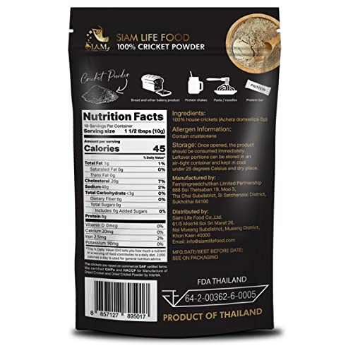 SIAM LIFE FOOD Cricket Protein Powder 100% Pure Cricket Powder (100g), Alternative Eat for Chocolate, Dairy-Free, Gluten-Free, High Protein Food for Humans, Thai-Farmed - Image 3