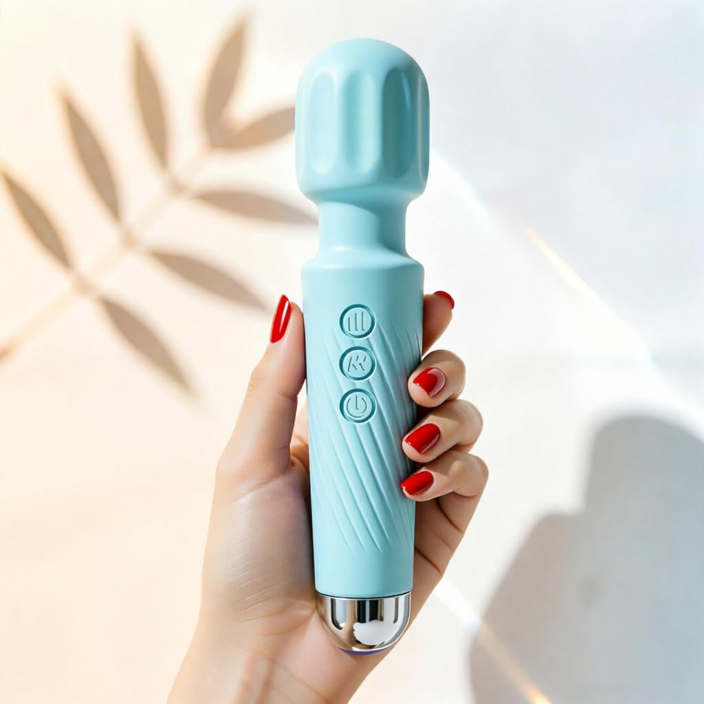 Photo 1 of jtffer Wand Massager - Light Blue, 20 Modes, 8 Speeds