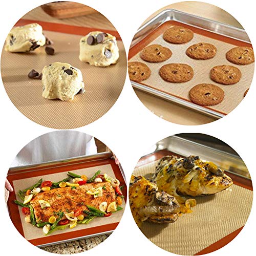 Cookie Sheet Liner Baking Mats Pan Liners Pastry Mat Silicone Reusable Half Sheet Non Stick Bake Mats 16-1/2"x10-5/8" for Macaron/Bake Pans Rolling Pastry/Bread Making(2 Pack)