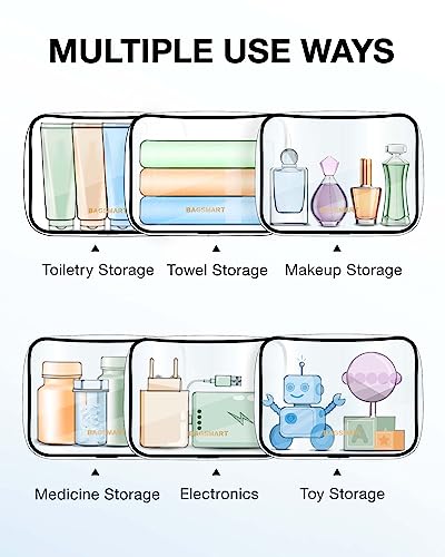 Image of BAGSMART Clear Toiletry Bag 2-Pack TSA Approved Water-Repellent, Black | Carry on Travel Accessories Bag, Airport Airline Quart Size Bags for Women Men, Makeup Cosmetic Bag