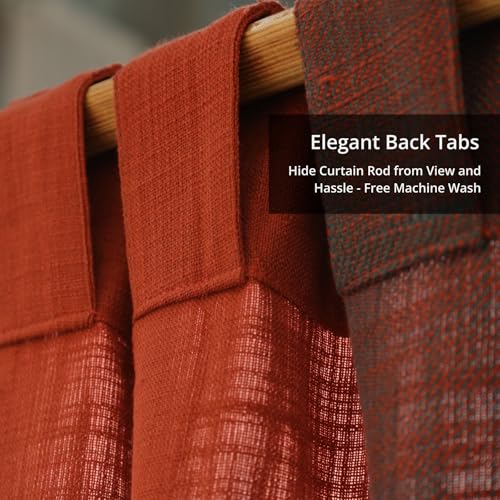 Image of Peepul Tree Solid Woven Cotton Door Curtain in Brick Red | 7 ft | Pack of 1 | Woven in Pure Cotton | Back Loop | 60% Light Blocking | Semi Blackout | Fine Breathable Drapes | Chintz Collection