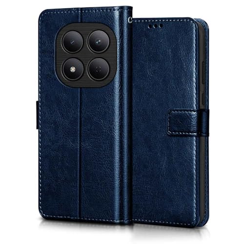 Image of WOW IMAGINE Shock Proof Flip Cover Back Case Cover for Mi Redmi Note 15 5G 2025 | Poco M8 5G (Flexible | Leather Finish | Card Pockets Wallet & Stand | Blue)
