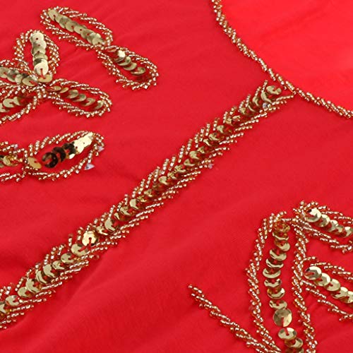 DYNWAVE Top de Traje de Dança Do Ventre Blusa Decote Redondo Top de Lantejoulas Choli Top - Vermelho