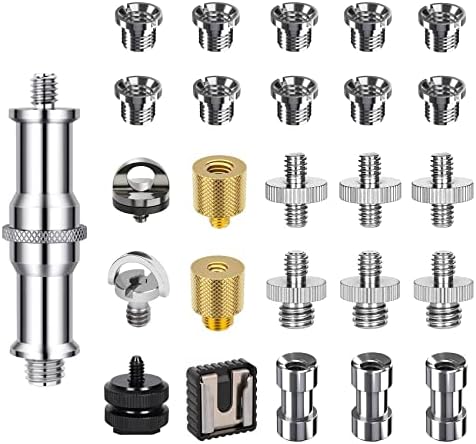 Camera Screw Mount Set, 26Pcs 1/4 Inch and 3/8 Inch Converter Threaded Screws Adapter Flash Shoe Mount for DSLR Camera/Tripod/Monopod/Ballhead/Flash Light/Quick Release Plate