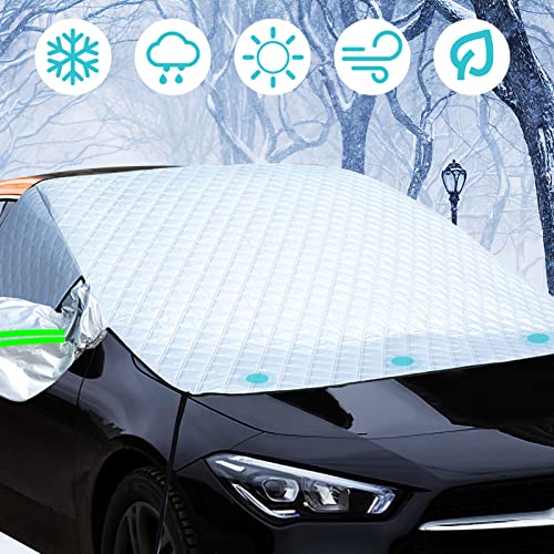 Auniq Protector de Parabrisas, Cubierta del Parabrisas Coche Magnético Protege Cubierta de Parabrisas para Coche Protege de UV, Hielo, Nieve Viento, Funda Plegable Parabrisa Delantero (125 x 240cm) Cover