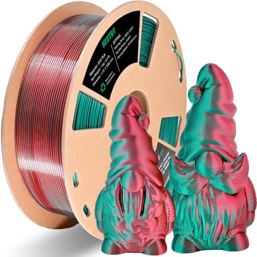 NEOTRY PLA Filament 1.75mm Dual-Colors, Christmas Red Green Silk PLA Filament,3D Printer Filament Rainbow PLA Filament, 