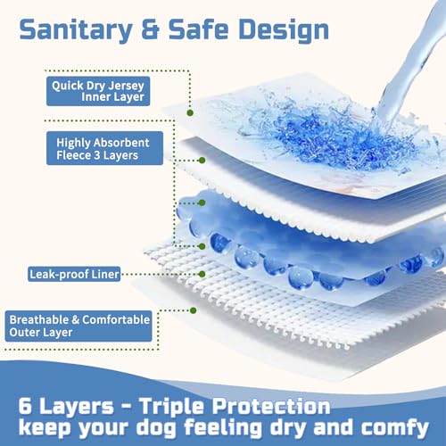 Image of Washable Dog Diapers Female 3 Pack Reusable Highly Absorbent Puppy Diapers, Premium Doggie Diapers, Durable Leak-Proof Dot Doggy Diapers for Period Heat Incontinence Potty Training,XS