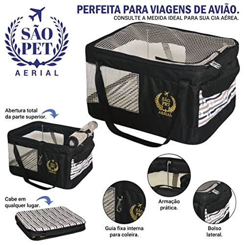 São Pet Bolsa Aerial Para Transporte De Cães E Gatos Em Avião (43X31 5X20 Cm) Preta