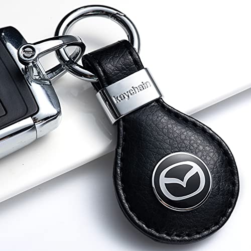 Juliet's Memory Leather Car Keychain Suit For Mazda Cx7 Cx5 Cx9 Cx-5 Cx3 Mx-5 Protege Valet Rotary Rx8 Series,Metal Car Logo Key Chain For Man And Woman, Keyring Family Present,Car Accessories,2 Pcs #TOP4