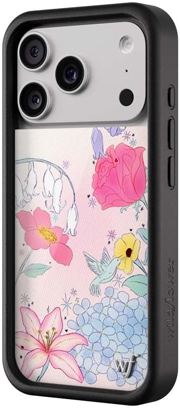 Wildflower Cases - Compatible with iPhone 17 Pro | Protective Black Bumper, 6.5ft Drop Test Certified, Women Owned Small Business | Pink Green Floral Aesthetic Trendy Cute | Bluebelle Dreams