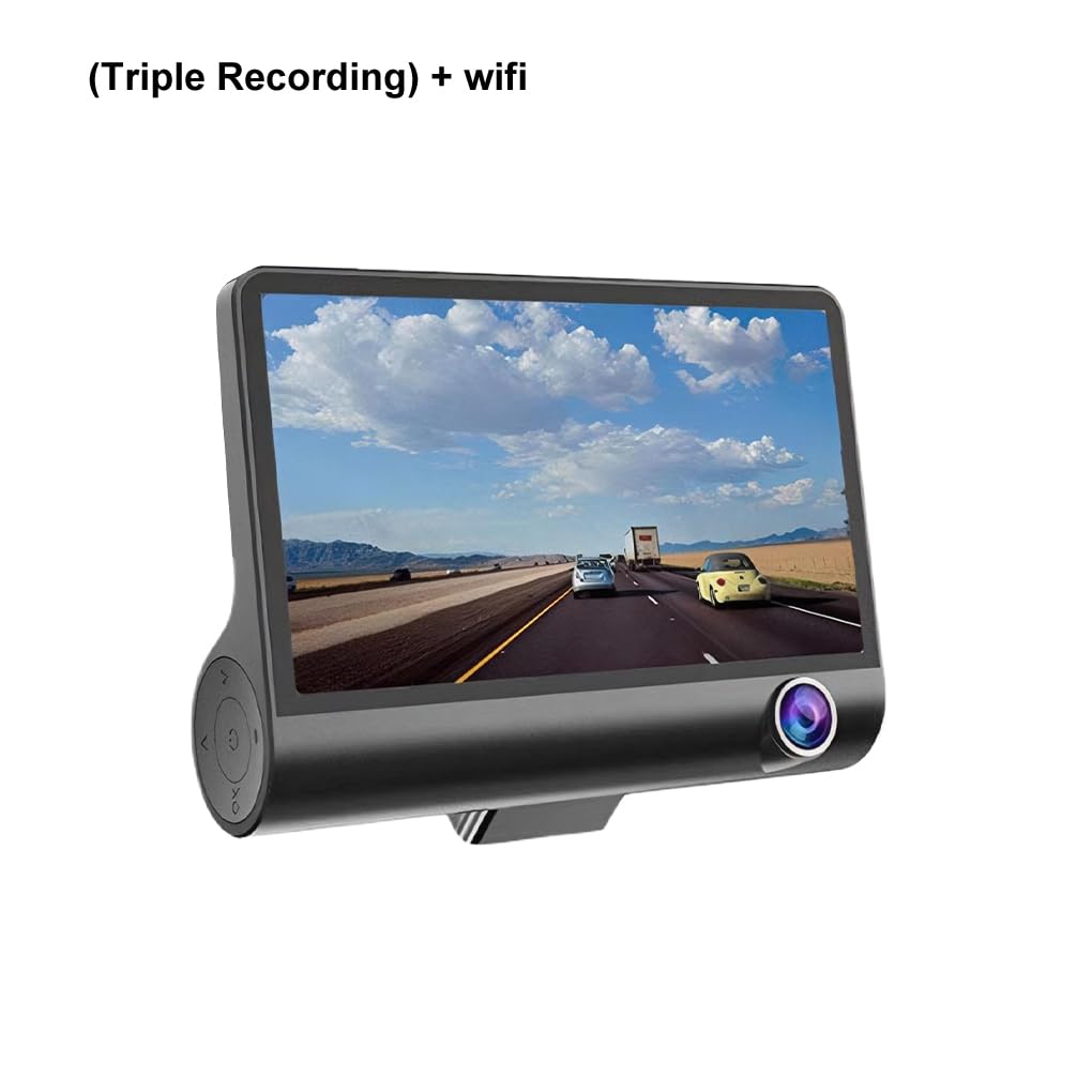 Telecamera da cruscotto HD con doppia registrazione, telecamera anteriore più interna con luci LED, da cruscotto ABS anteriore e posteriore, Tre record+wifi